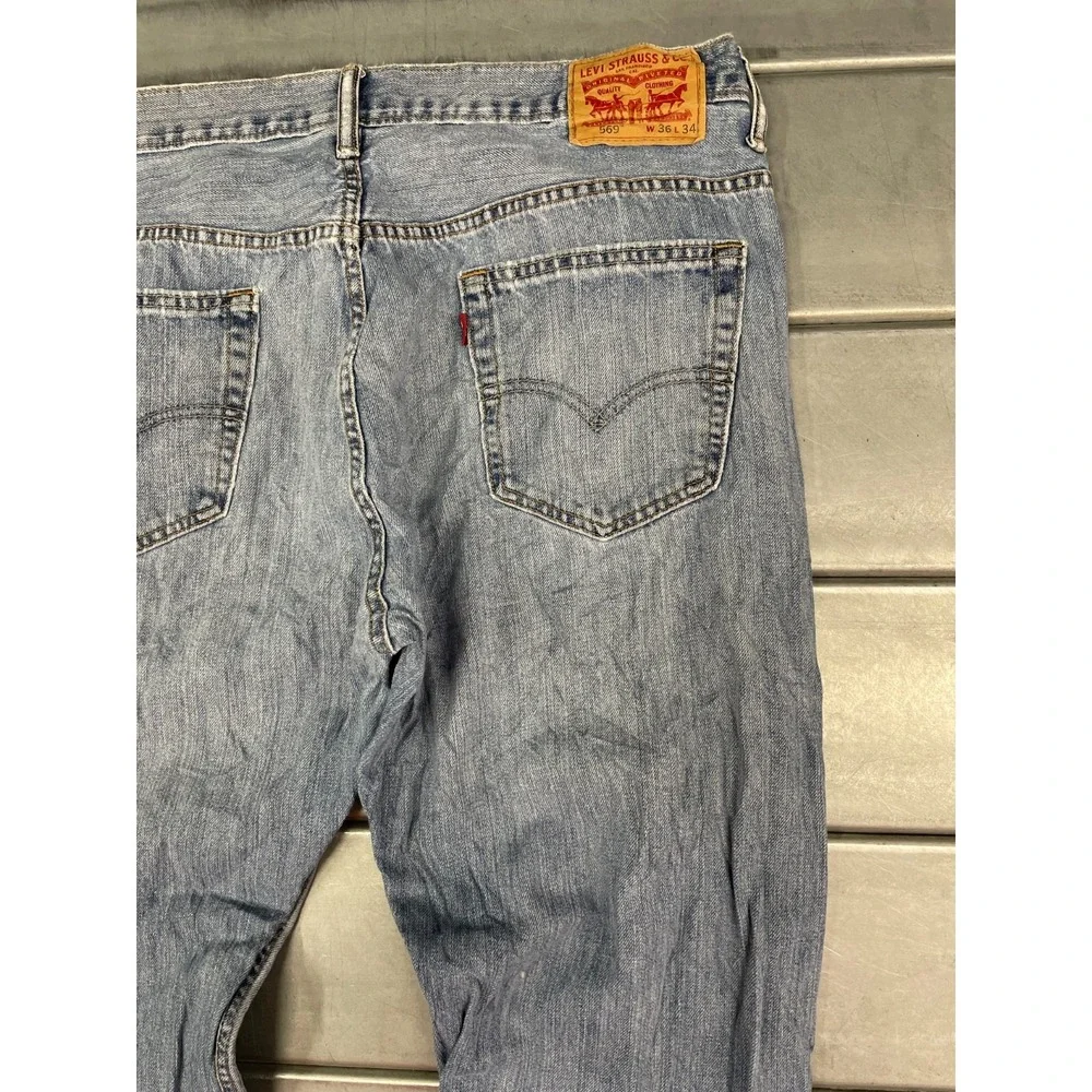 Levis 569 Loose Straight Jeans Mens 36x33 Blue Medium Wash Denim‎